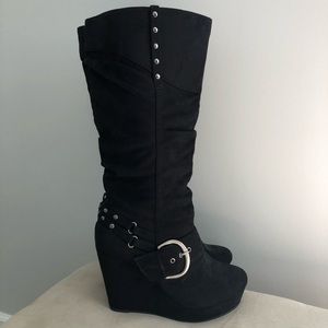 Black Wedge Boots